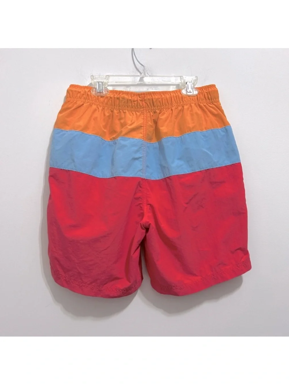 🔹Nautica Men’s Colorblock Swim Trunks in Red, Light Blue & Orange
